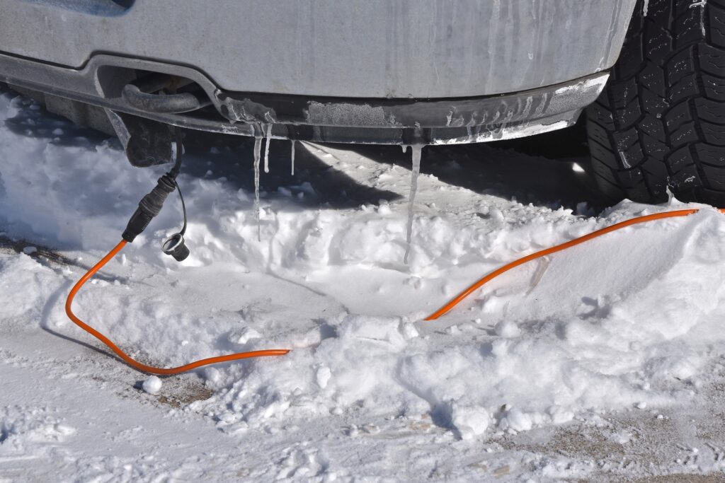 Car's block heater is plugged un through extension cord