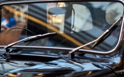 Retro car's windshield close-up