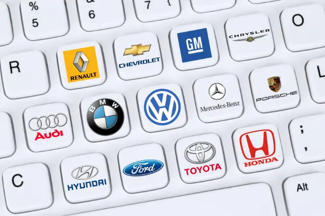 Keyboard with car manufacturers logos instead of buttons.