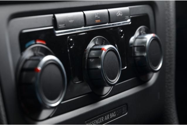 Climate control buttons inside the modern vehicle. 