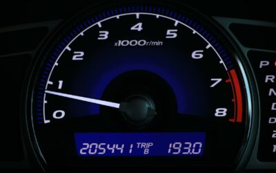 Car's dashboard with mileage screen